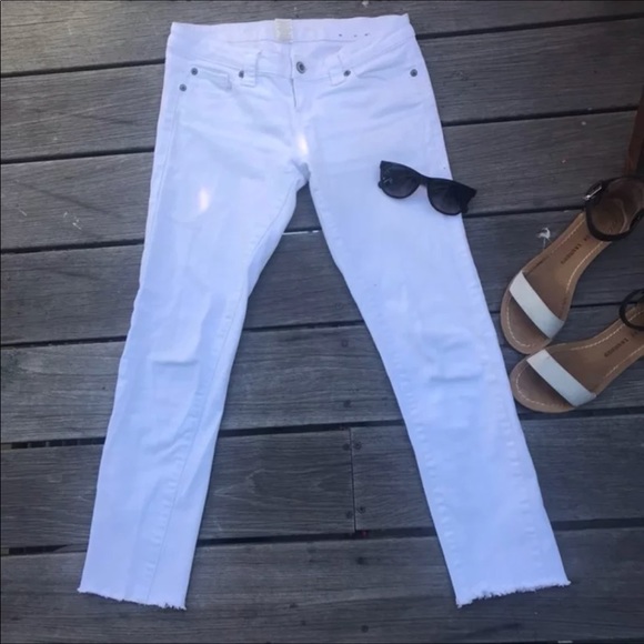 Blue Asphalt Denim - White skinny jeans frayed bottoms